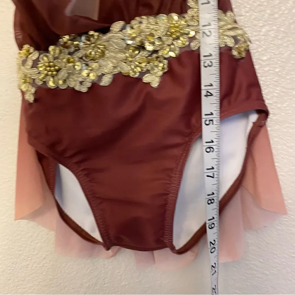 WEISSMAN elite Dance Costume pink mauve Lifelines PL11371 child IC 7/8